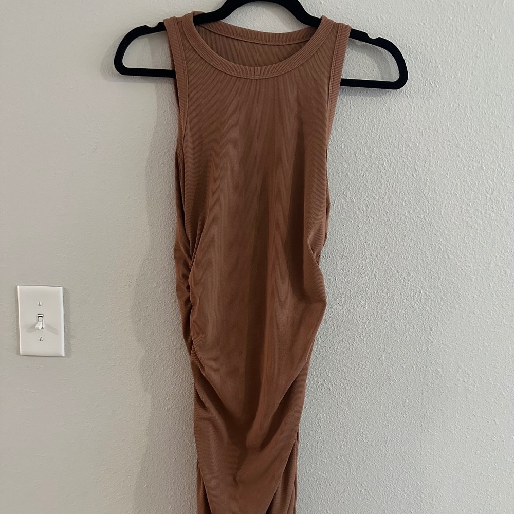 A1- 458 Bodycon Ribbed Tan/Brown Dress